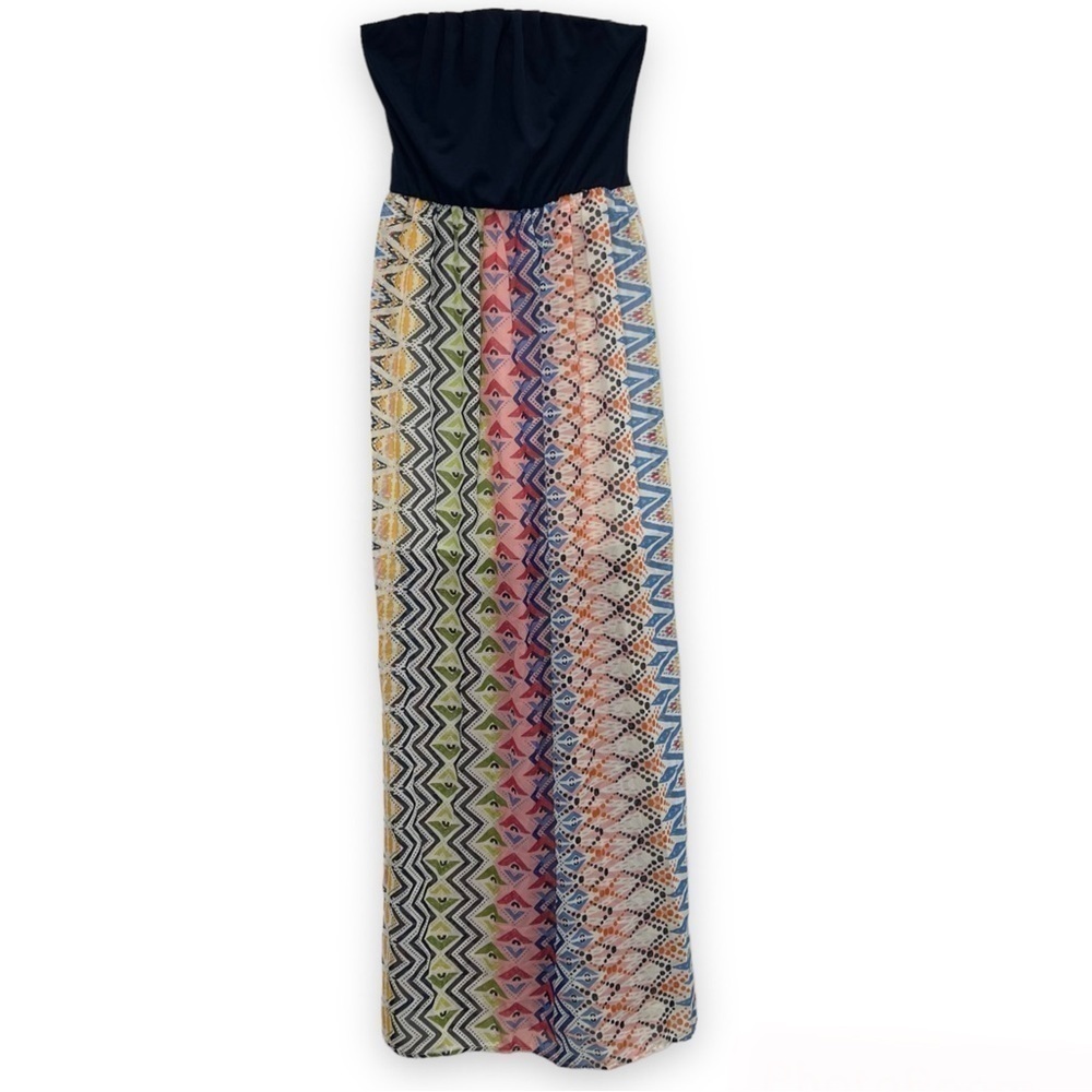 Lily Rose‎ Strapless Maxi Dress with Back Slip XS Sheer Lined